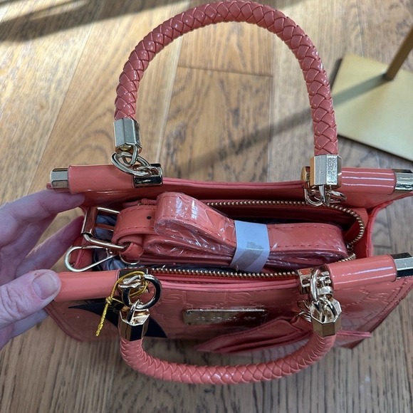 NWT. Bebe Peach Top Handle Crossbody with Card Holder - Picture 6 of 7